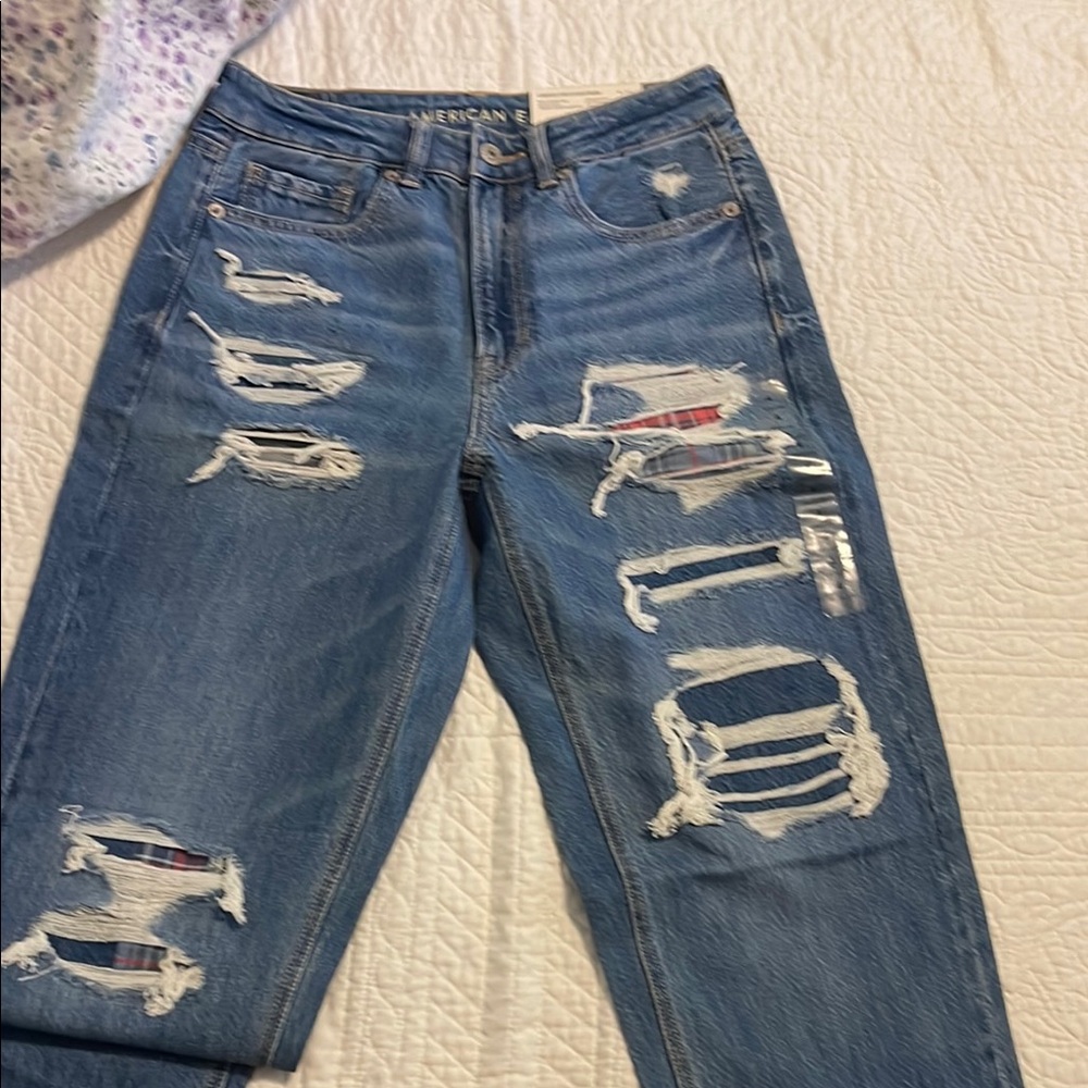 American Eagle Outfitters Ripped Blue Boyfriend Jeans